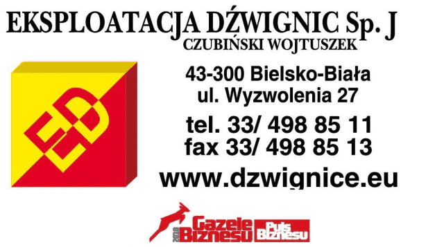 EKSPLOATACJA DŹWIGNIC Sp.J. Suwnice, Żurawie, Wciągniki, Dźwigniki, Crane, Gantry, Konserwacje, UDT, DTR /// Tel. 33 498 85 11 www.dzwignice.eu