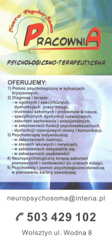 PRACOWNIA PSYCHOLOGICZNO-TERAPEUTYCZNA NEURO-PSYCHO-SOMA DANIEL NASKRENT