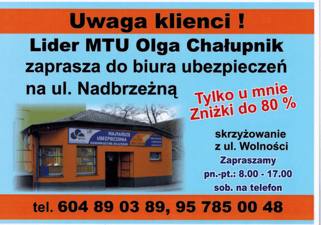 POŚREDNICTWO UBEZPIECZENIOWE, KREDYTOWE, FINANSOWE CHAŁUPNIK OLGA