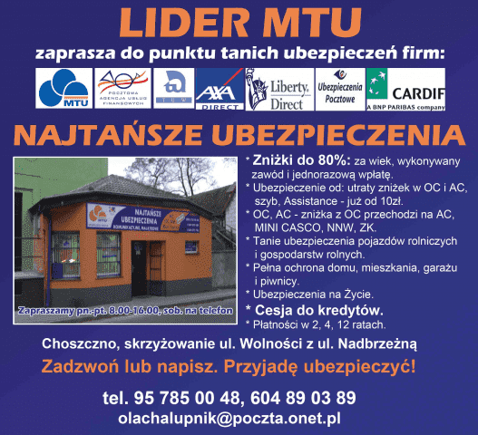 POŚREDNICTWO UBEZPIECZENIOWE, KREDYTOWE, FINANSOWE CHAŁUPNIK OLGA