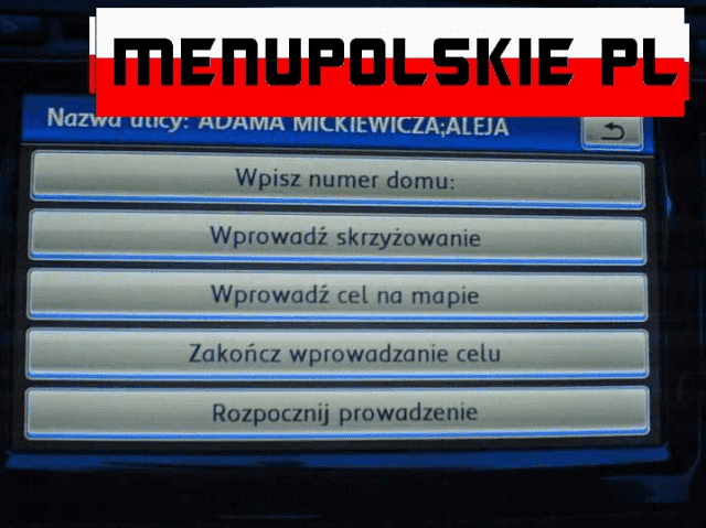 Polskie Menu lektor Polski nawigacja fabryczna Audi BMW Mercedes VW Renault mapa