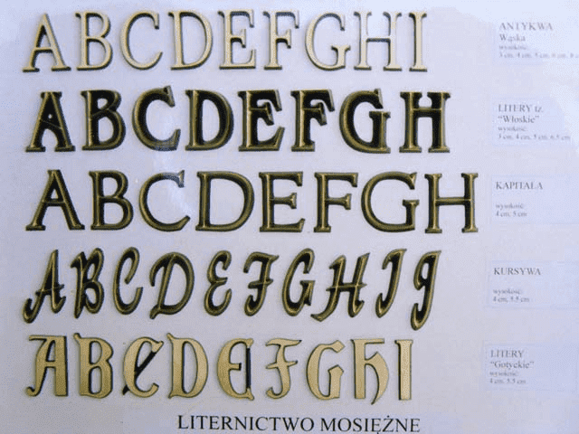 Merda Paweł. Pracownia liternictwa nagrobkowego mosiężnego