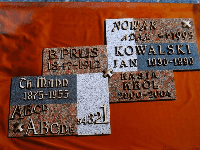 Merda Paweł. Pracownia liternictwa nagrobkowego mosiężnego