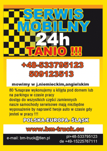 BM-TRUCK 533795123 Serwis mobilny TIR Ciężarówek AUTOKARÓW  24h 
Mirosław Bąk
