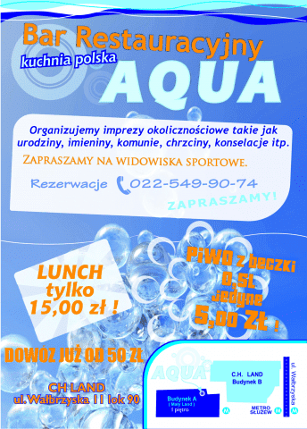 Restauracja, pub Aqua.  JAKUB MALESA