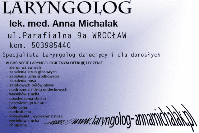 Prywatny Gabinet Anna Michalak Laryngolog i Specjalista Laryngolog Dziecięcy