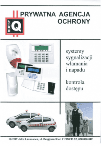 PRYWATNA AGENCJA OCHRONY "QUEST" ZAKŁAD PRACY CHRONIONEJ STANISŁAW ŁACINA