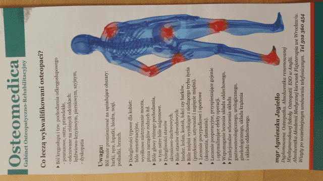Osteomedica. Osteopatia, Fizjoterapia. Mgr Agnieszka Jagiełło