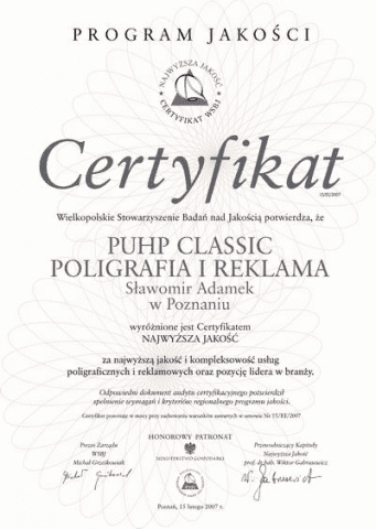  SŁAWOMIR ADAMEK PUHP "CLASSIC" POLIGRAFIA I REKLAMA; "CLASSIC GROUP"; "AC DOM S.C."; CLASSIC DIVERS"