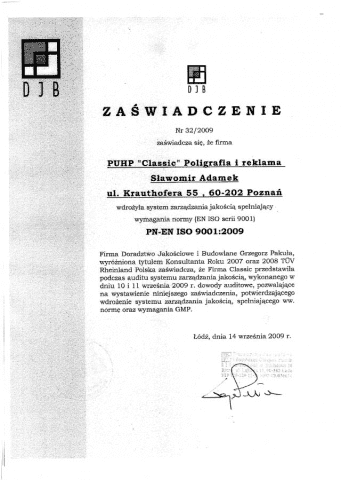  SŁAWOMIR ADAMEK PUHP "CLASSIC" POLIGRAFIA I REKLAMA; "CLASSIC GROUP"; "AC DOM S.C."; CLASSIC DIVERS"