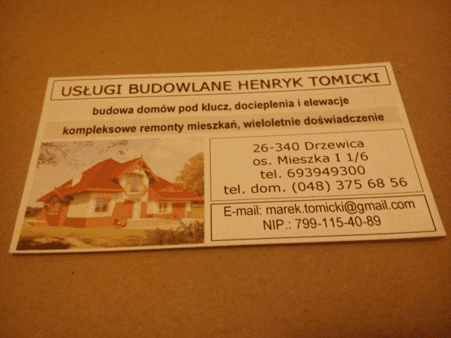 USŁUGI BUDOWLANE HENRYK TOMICKI