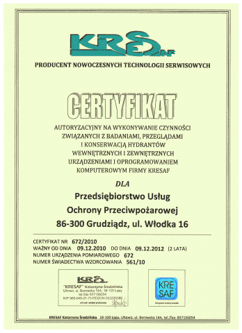 PRZEDSIĘBIORSTWO USŁUG OCHRONY PRZECIWPOŻAROWEJ DARIUSZ RAMS