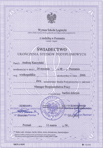 SPECJALISTA OBSŁUGA BHP I PPOŻ MGR ANDRZEJ KASZYŃSKI